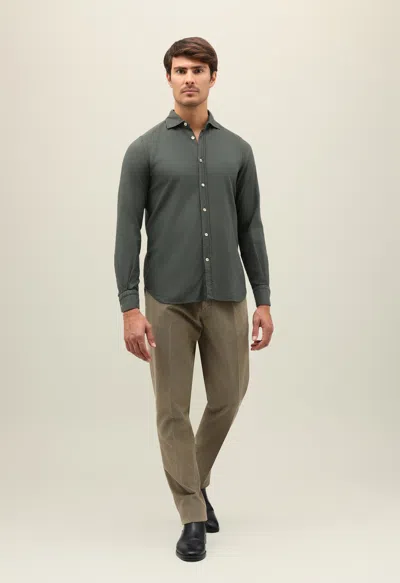 Boglioli Garment Dyed Vaiella Shirt In Dark Green