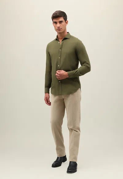 Boglioli Garment Dyed Vaiella Shirt In Moss