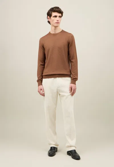 Boglioli Garment Dyed Wool Crewneck In Brown