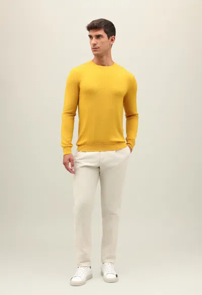 Boglioli Garment Dyed Wool Crewneck In Yellow