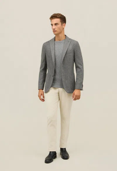 Boglioli Garment Dyed Wool Herringbone K-jacket In Gray