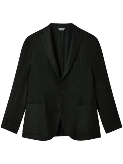 Boglioli Garment Dyed Wool Herringbone K-jacket In Black