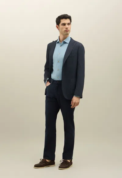 Boglioli Garment Dyed Wool Honeycomb K-jacket In Blue