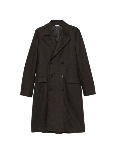 Boglioli Herringbone Double-breasted Coat In Brown