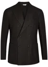 Boglioli Herringbone Double-breasted Wool Blazer In Brown