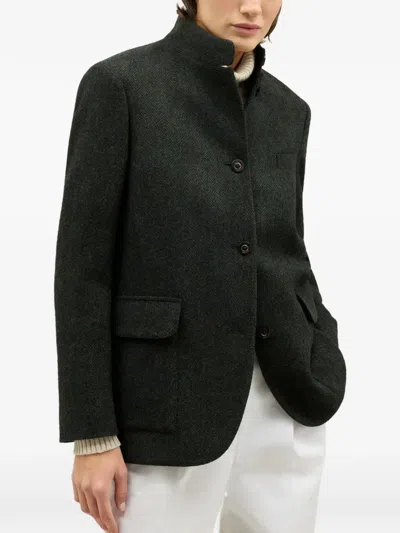 Boglioli Herringbone Patch-pocket Coat In Black