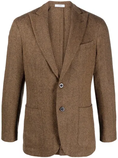 Boglioli Herringbone Single-breasted Blazer In Brown