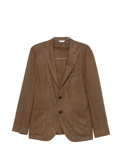 Boglioli Herringbone Wool Blazer In Brown