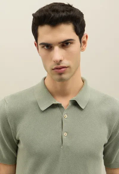 BOGLIOLI HONEYCOMB COTTON SHORT-SLEEVE POLO