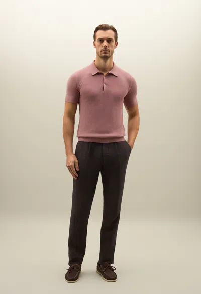 Boglioli Honeycomb Cotton Short-sleeve Polo In Pink