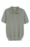 Boglioli Honeycomb Short Sleeve Cotton Polo Sweater In Mint Green