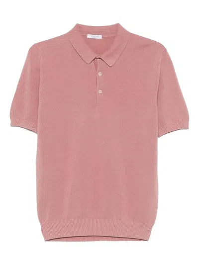 Boglioli Honeycomb Textured Short-sleeved Polo Shirt In Rot
