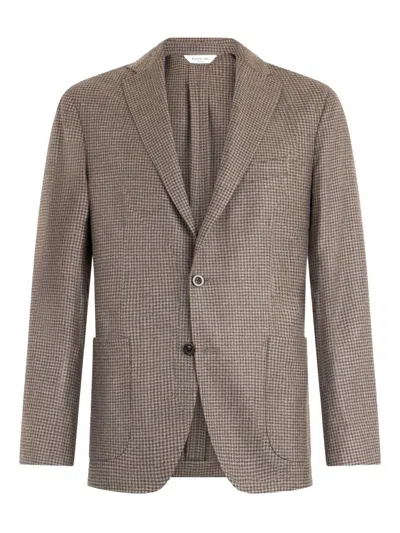 Boglioli Houndstooth-pattern Single-breasted Blazer In Gray