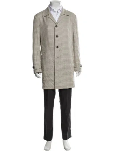 Pre-owned Boglioli Houndstooth Print Overcoat In Neutral