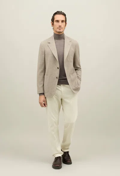 Boglioli Houndstooth Soft Wool Blend Windsor Jacket In Neutral