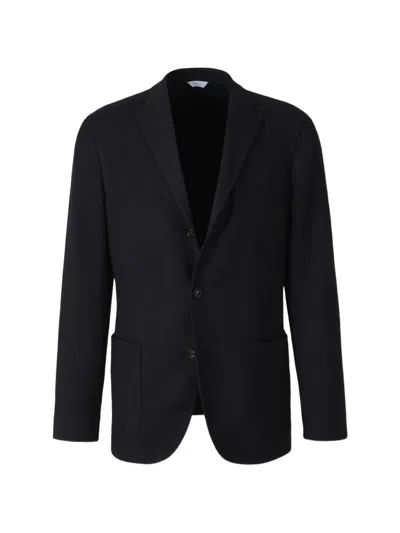 Boglioli Houndstooth-pattern Single-breasted Blazer In Blue
