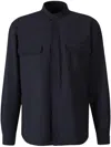 Boglioli Men's Overshirt With Band Collar In Blue