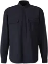 Boglioli Men's Overshirt With Band Collar In Blue