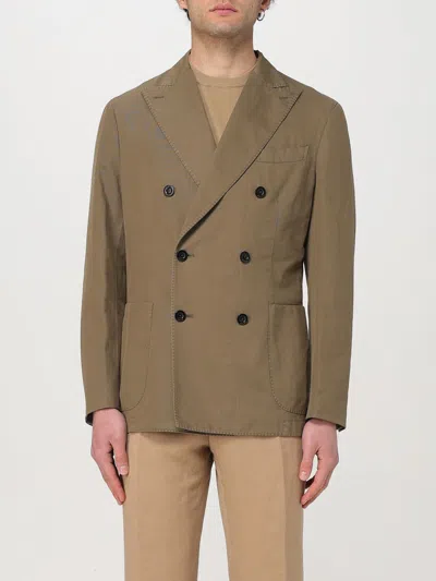 Boglioli Man Blazer Khaki Size 42 Cotton, Linen In Kaki