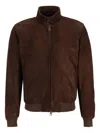 Boglioli Zip-up Leather Bomber Jacket In Brown