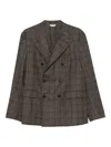 Boglioli Double-breasted Wool Blend Check Blazer In Brown