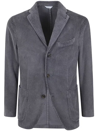 Boglioli Corduroy-texture Single-breasted Blazer In Gray
