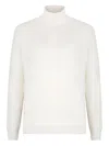 Boglioli Long Sleeve Turtleneck Sweater With Ribbed Cuffs In White