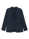 Boglioli Single-breasted Navy Wool Blazer With Front Patch Pockets In Blue