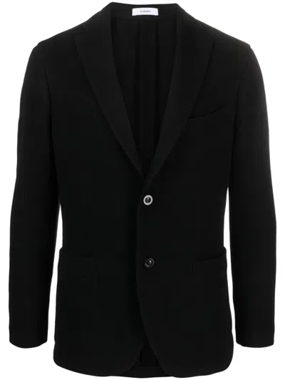 Boglioli Knitted Single-breasted Blazer In Black  