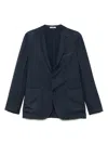 Boglioli Single-breasted Navy Wool Blazer With Front Patch Pockets In Blue