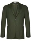 Boglioli Textured Cotton Jersey Blazer With Notch Lapel In Green
