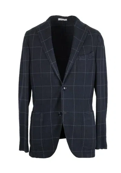 Pre-owned Boglioli K Jacket Blue Checked Sport Coat Size 46 It / 36r U.s. With Tags
