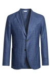 Boglioli K-jacket Check Wool, Silk & Linen Sport Coat In Blue