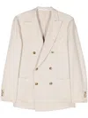 Boglioli K-jacket Double-breasted Cotton And Linen-blend Twill Blazer In Neutrals
