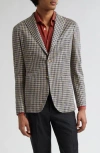 Boglioli K-jacket Houndstooth Check Linen Sport Coat In Navy/tan
