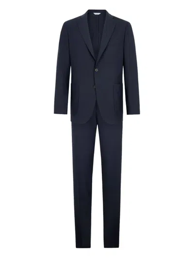 Boglioli Cotton Linen Satin Dover Suit In Blue