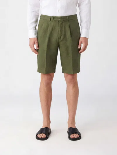 Boglioli Knee-length Linen Tailored Shorts With Slash Pockets In Green