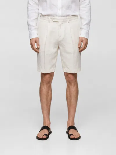 Boglioli Knee-length Linen Tailored Shorts With Slash Pockets In White