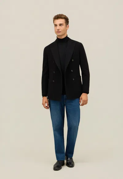 Boglioli Knitted Jersey Double-breasted K-jacket In Black