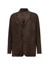 Boglioli Leather Jacket With Buttons In Pattern