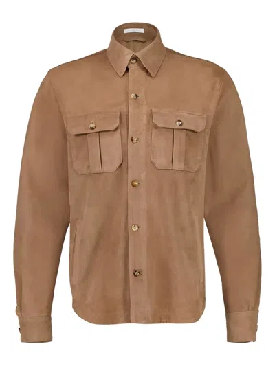 Boglioli Leather Shirt In Neutrals