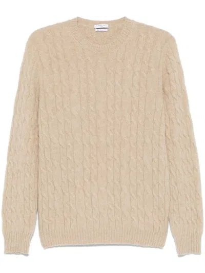 BOGLIOLI LIGHT BEIGE CABLE KNIT SWEATER