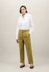 Boglioli Light Popeline Cropped Trousers In Green