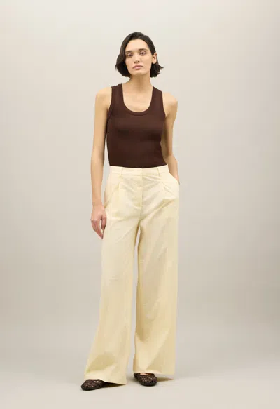 Boglioli Light Popeline Palazzo Trousers In Beige