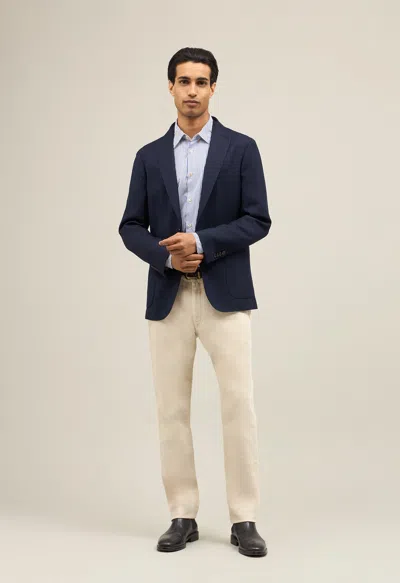 Boglioli Light Wool Hopsack K-jacket In Dark Blue