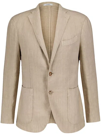 Boglioli Linen Blazer In Nude