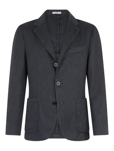Boglioli Linen-blend Blazer In Blue