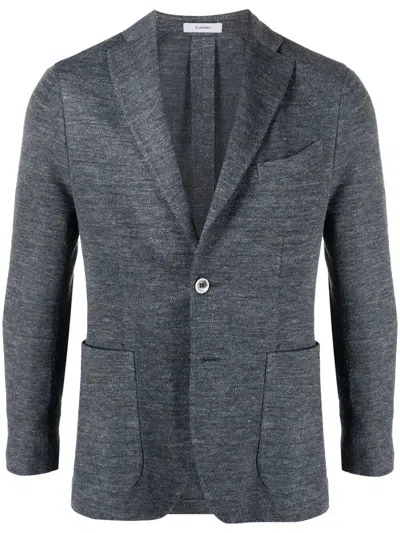 Boglioli Linen-blend Buttoned Blazer In Gray