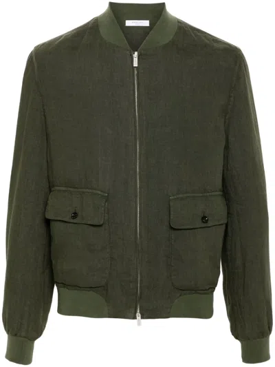 Boglioli Linen Bomber Jacket In Green