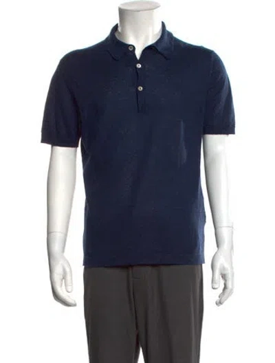 Pre-owned Boglioli Linen Collar Polo Shirt In Blue